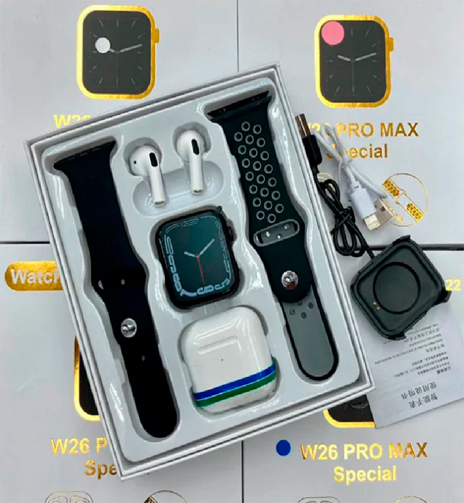 Reloj Inteligente W26 Smartwatch Combo con Accesorios y Pantalla Táctil