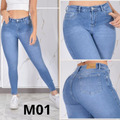 Combo X3 Jeans Tiro Alto Levanta Cola Stretch Mujer