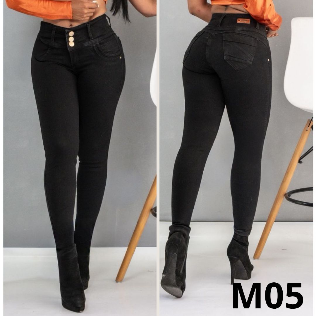 Combo X3 Jeans Tiro Alto Levanta Cola Stretch Mujer