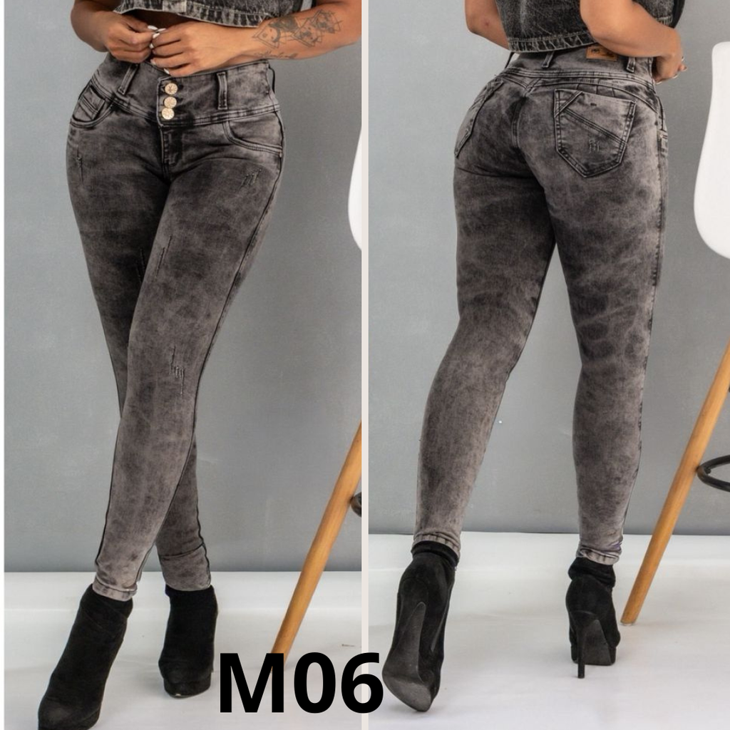 Combo X3 Jeans Tiro Alto Levanta Cola Stretch Mujer