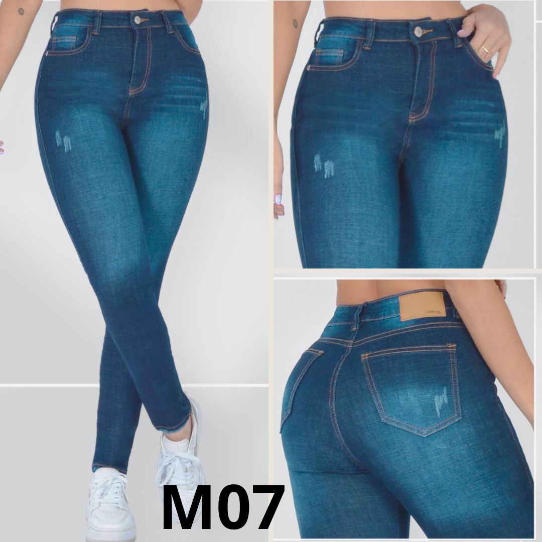 Combo X3 Jeans Tiro Alto Levanta Cola Stretch Mujer