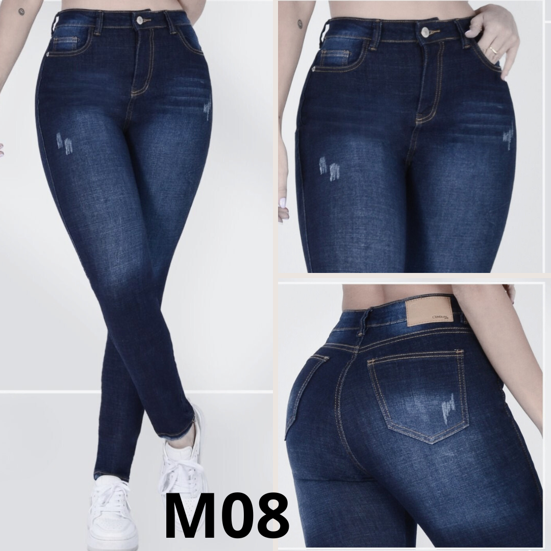 Combo X3 Jeans Tiro Alto Levanta Cola Stretch Mujer