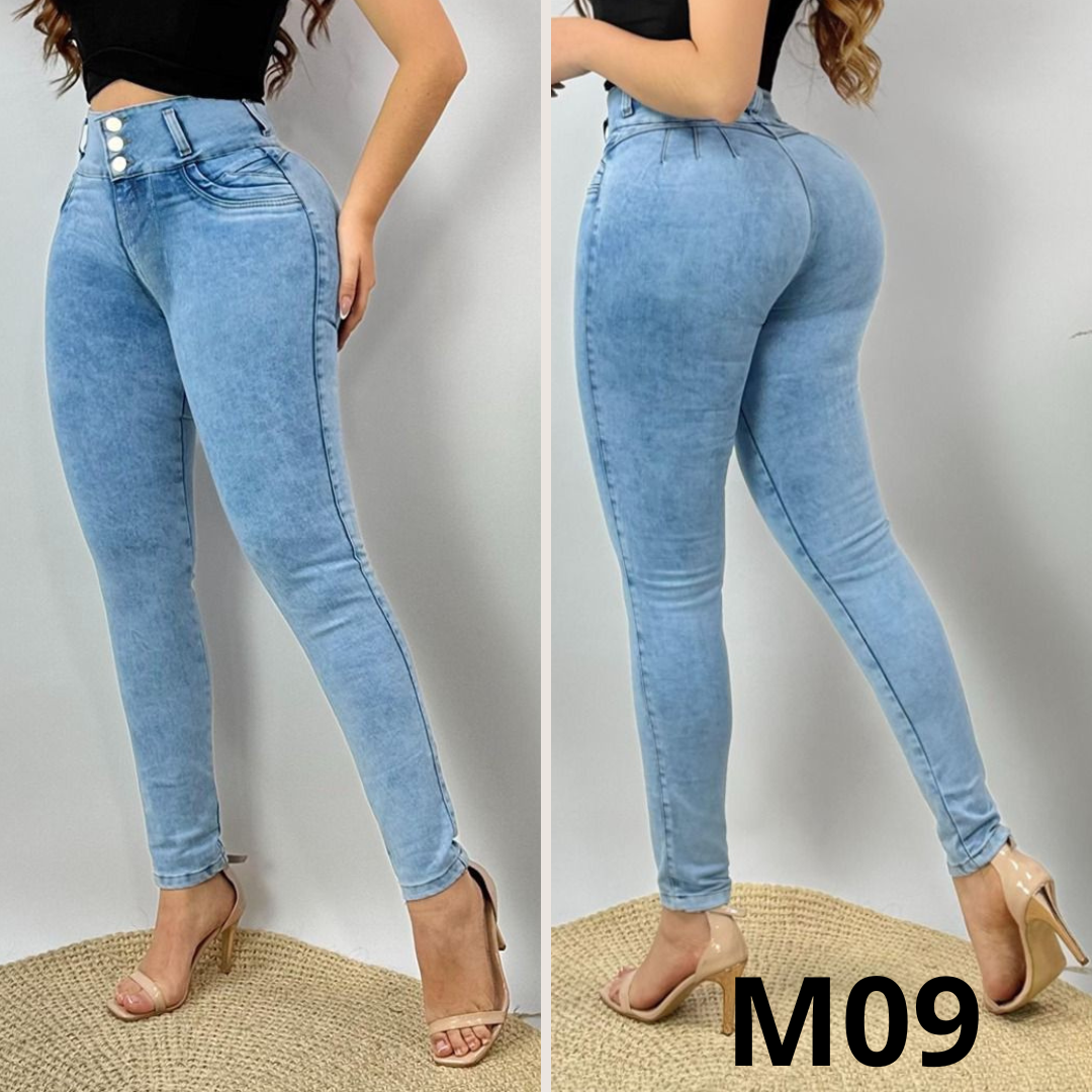 Combo X3 Jeans Tiro Alto Levanta Cola Stretch Mujer