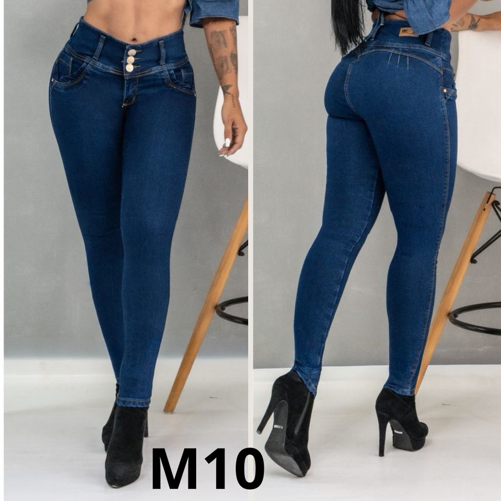 Combo X3 Jeans Tiro Alto Levanta Cola Stretch Mujer
