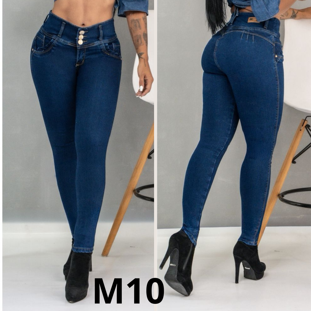 Combo X3 Jeans Tiro Alto Levanta Cola Stretch Mujer
