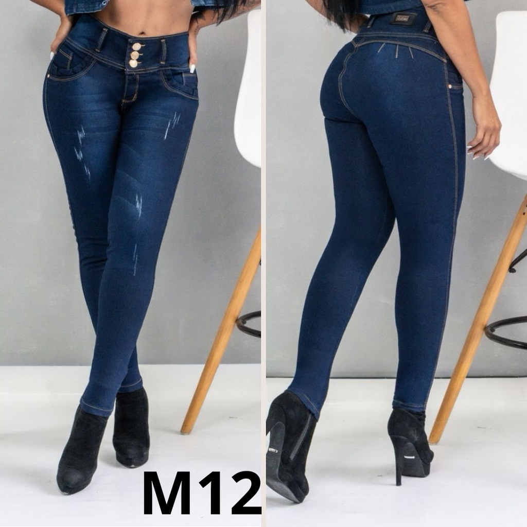 Combo X3 Jeans Tiro Alto Levanta Cola Stretch Mujer