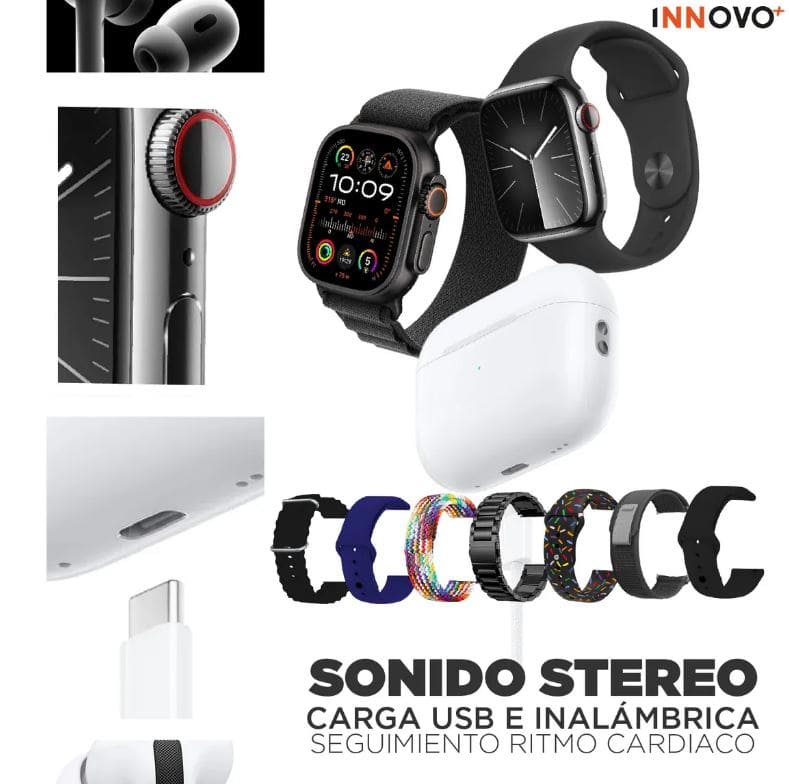 Smartwatch Parejas Ultra 2 y Watch 9 Combo 12 en 1
