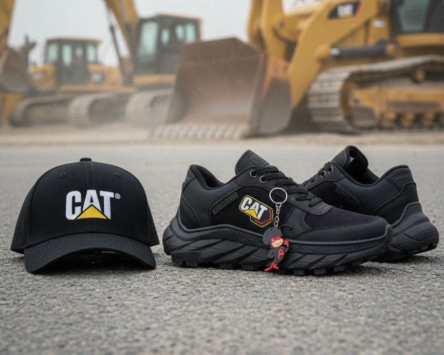 Caterpillar Trac Zapatillas con Gorra y Llavero Combo