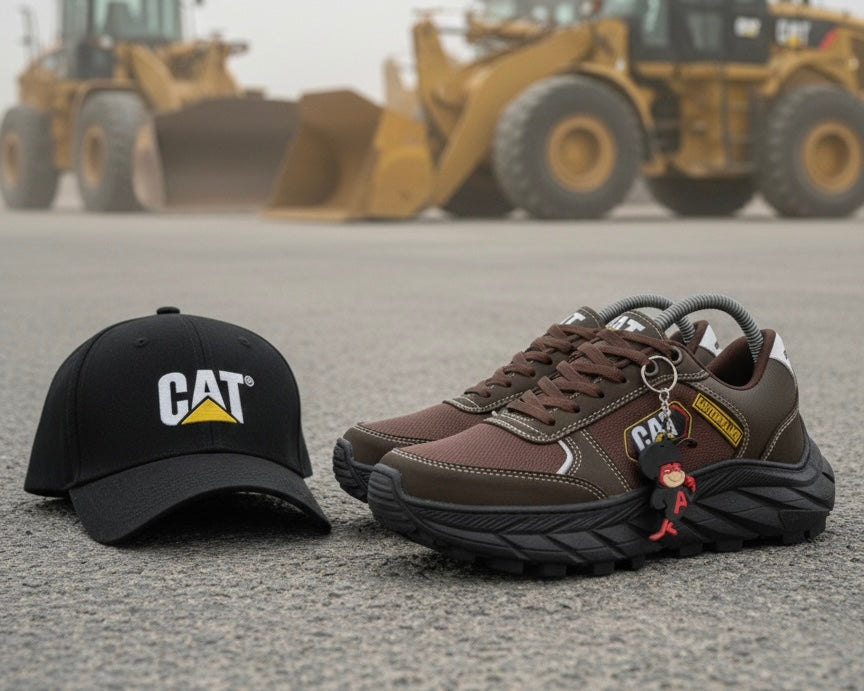 Caterpillar Trac Zapatillas con Gorra y Llavero Combo