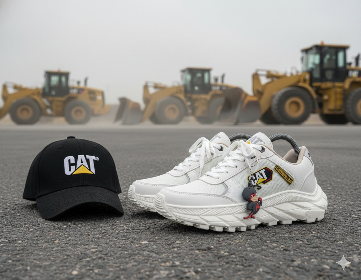 Caterpillar Trac Zapatillas con Gorra y Llavero Combo