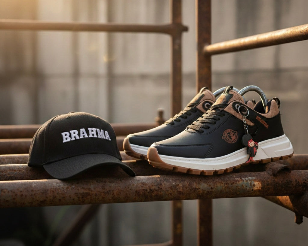 Brahma2 Combo Zapatos Gorra Llavero Sintético Miel Negro Beige