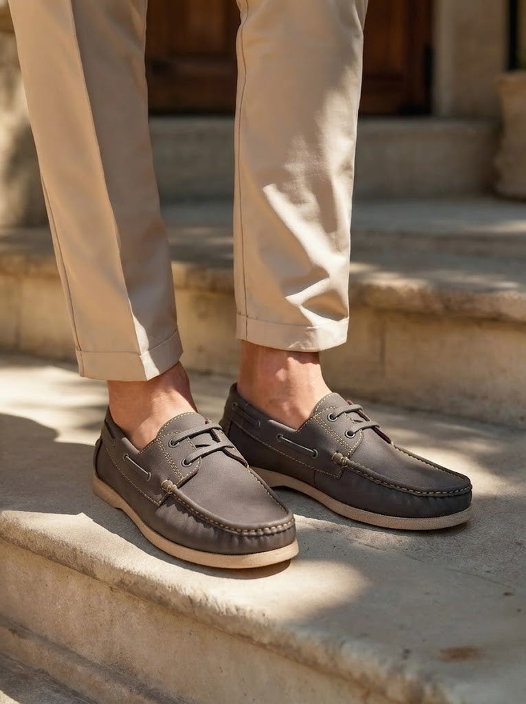 Apache A04-2 Zapatos Náuticos Sintético Tipo Cuero Café
