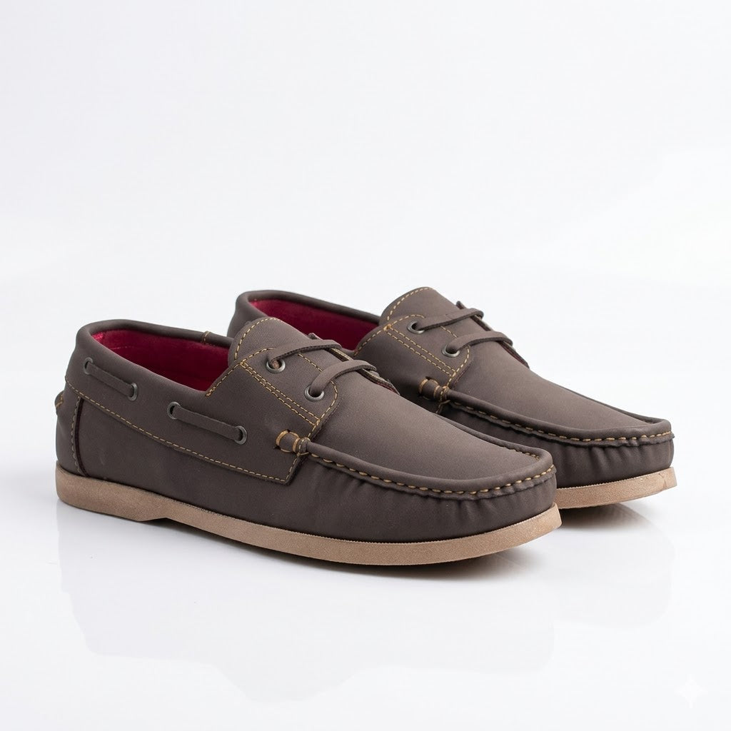Apache A04-2 Zapatos Náuticos Sintético Tipo Cuero Café