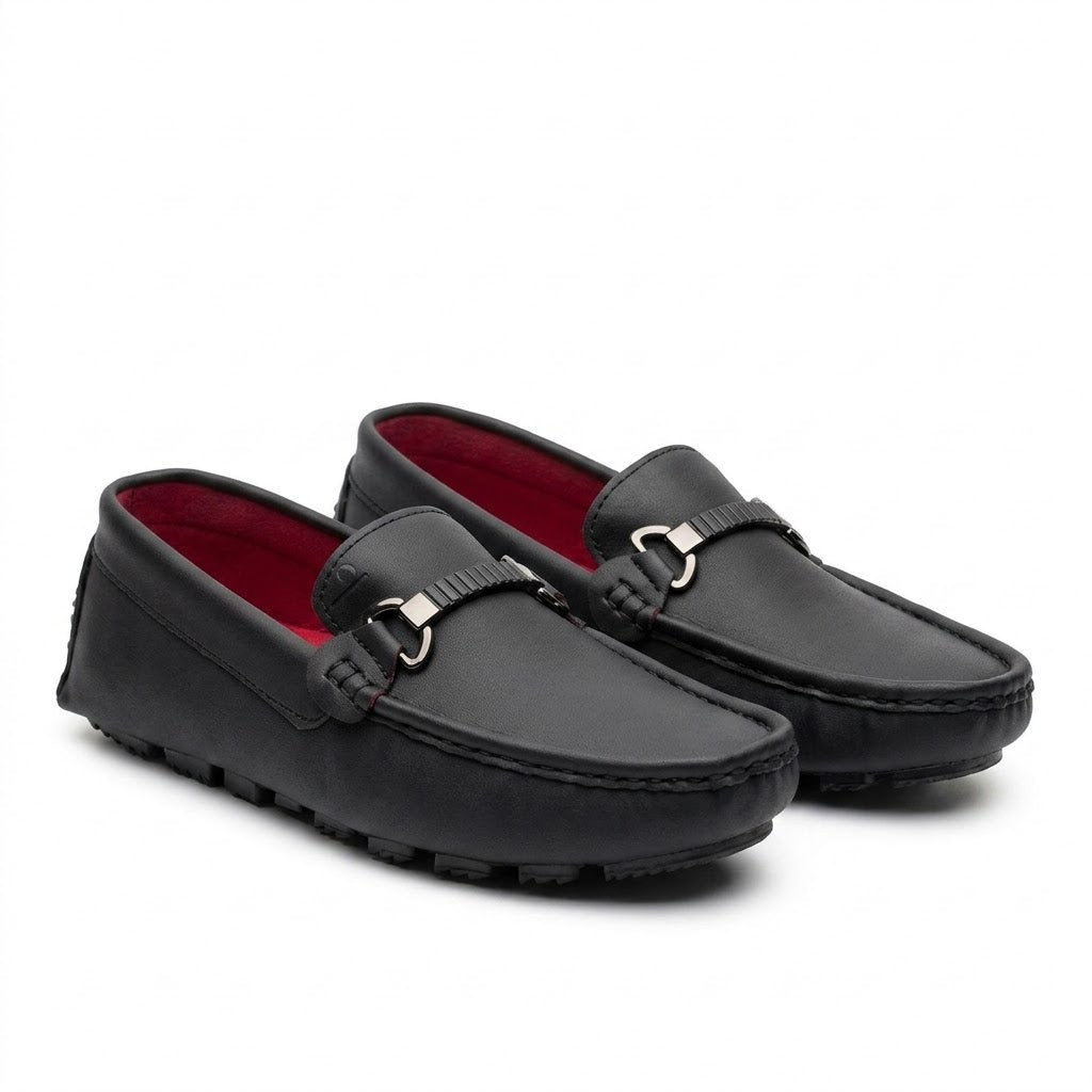 Mocasín para Caballero ER24 Slip-on con Herraje Metálico Negro