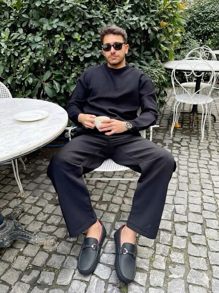 Mocasín para Caballero ER24 Slip-on con Herraje Metálico Negro