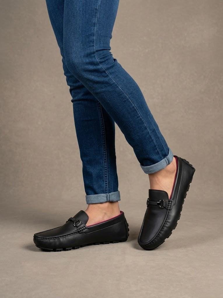 Mocasín para Caballero ER24 Slip-on con Herraje Metálico Negro
