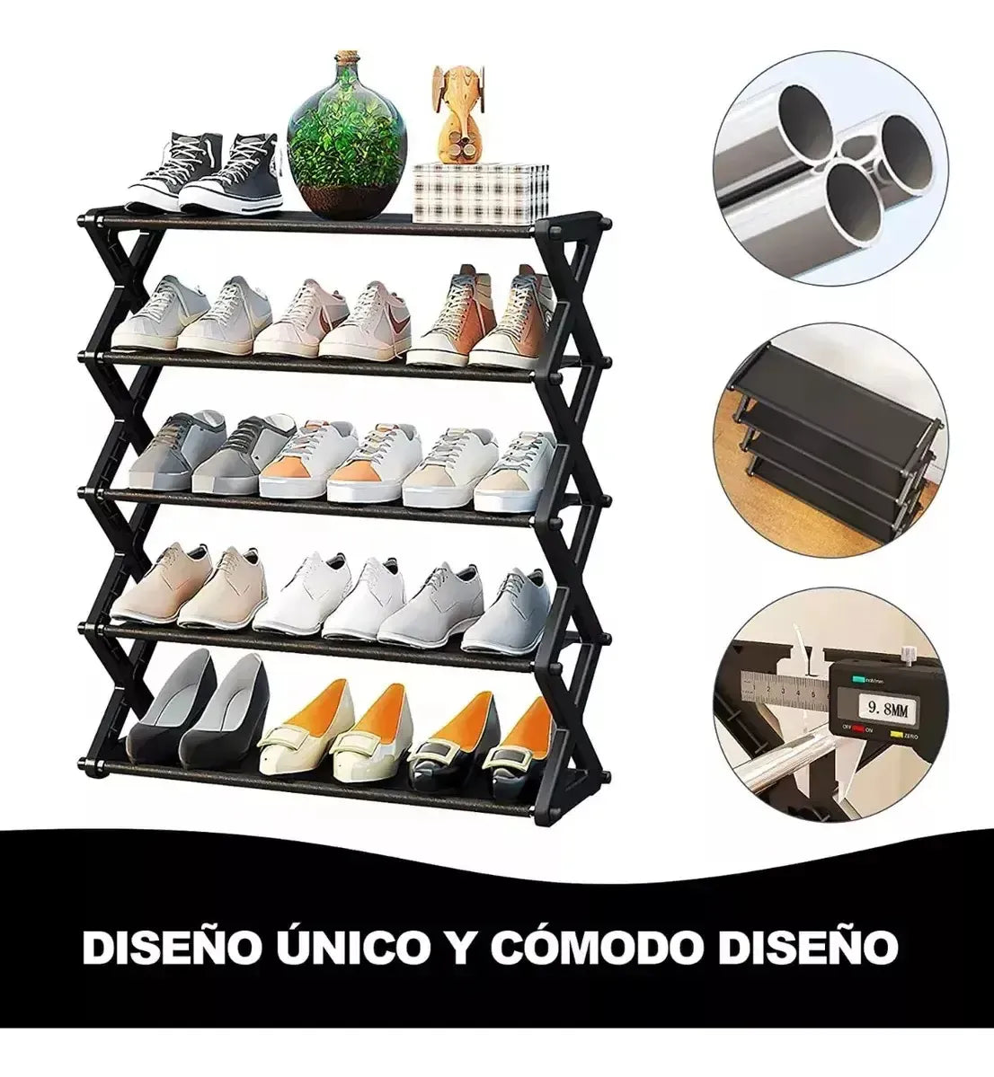Zapatero de 5 Niveles Organizador de Zapatos Forma X