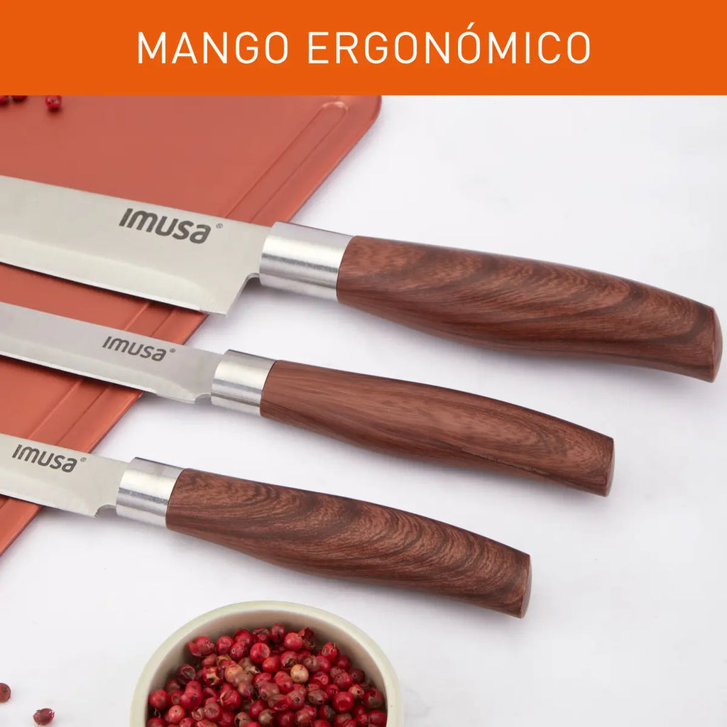 Imusa Talent Set de 3 Cuchillos Mango Acabado Madera