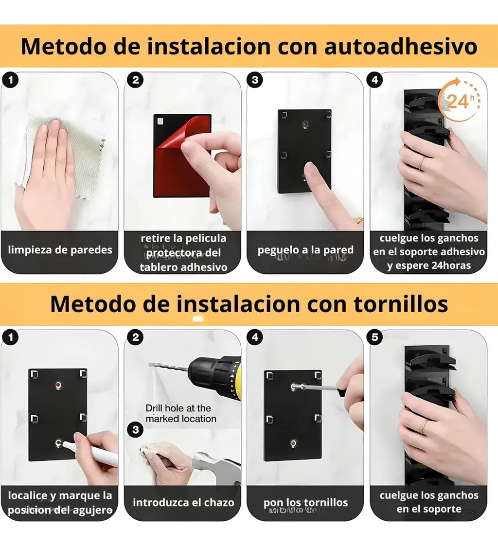 Organizador de Gorras y Cachuchas para Pared con 10 Ganchos