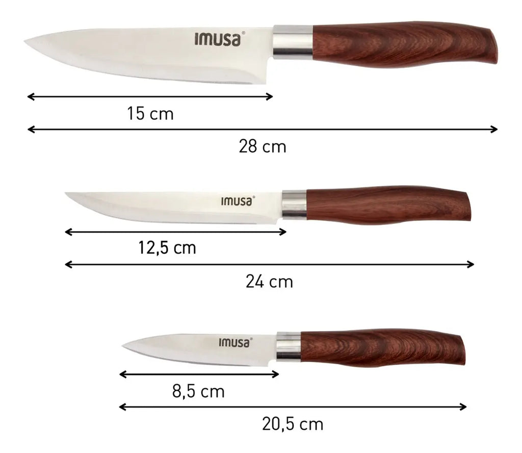 Imusa Talent Set de 3 Cuchillos Mango Acabado Madera