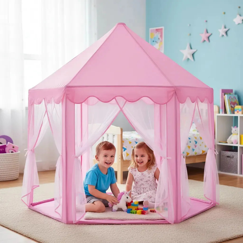 Genérica Carpa Castillo de Princesa con Velo Rosado Para Niñas