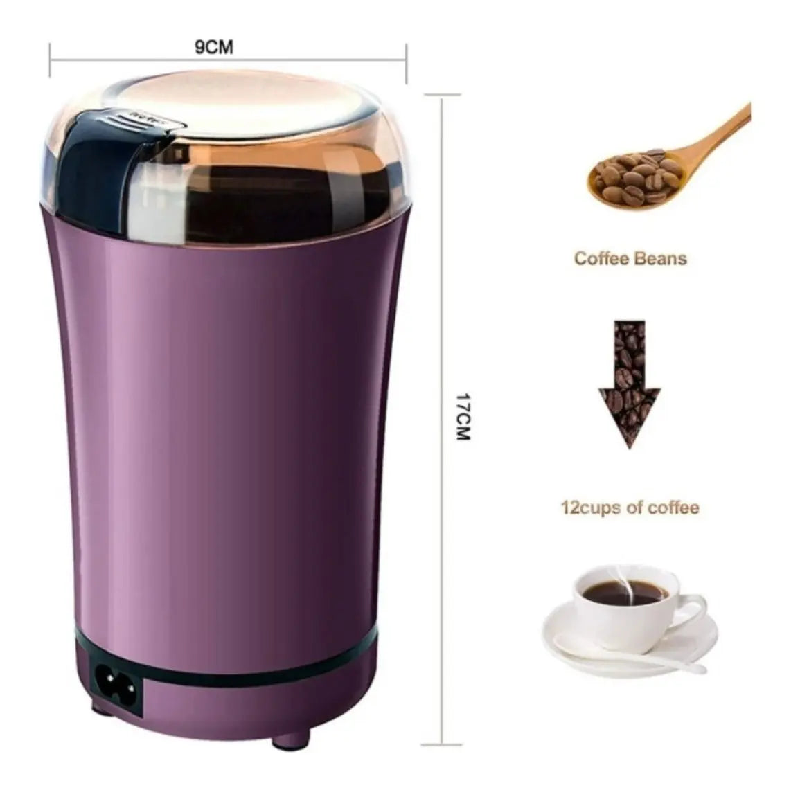 Genérica Molinillo Eléctrico para Café, Especias y Granos Acero