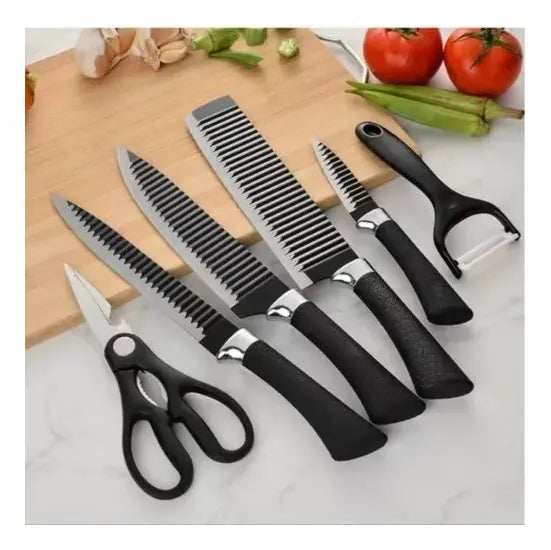 Juego de Cuchillos de Cocina Zepter 6 Piezas Acero Inoxidable Negro