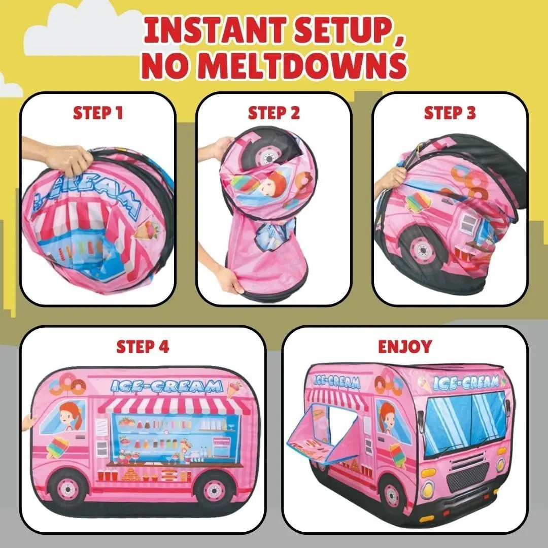 Fireera KT28 Carpa Infantil Diseño Autobús Castillo Rosa