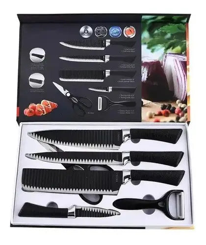 Juego de Cuchillos de Cocina Zepter 6 Piezas Acero Inoxidable Negro