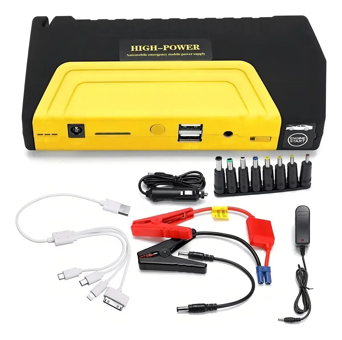 High Power Arrancador de Batería 12V con Compresor 600A Negro
