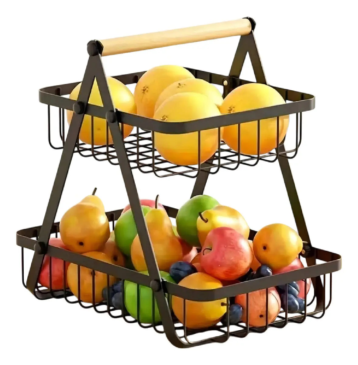 Innovo Home Organizador de Frutas 2 Niveles Metal Negro