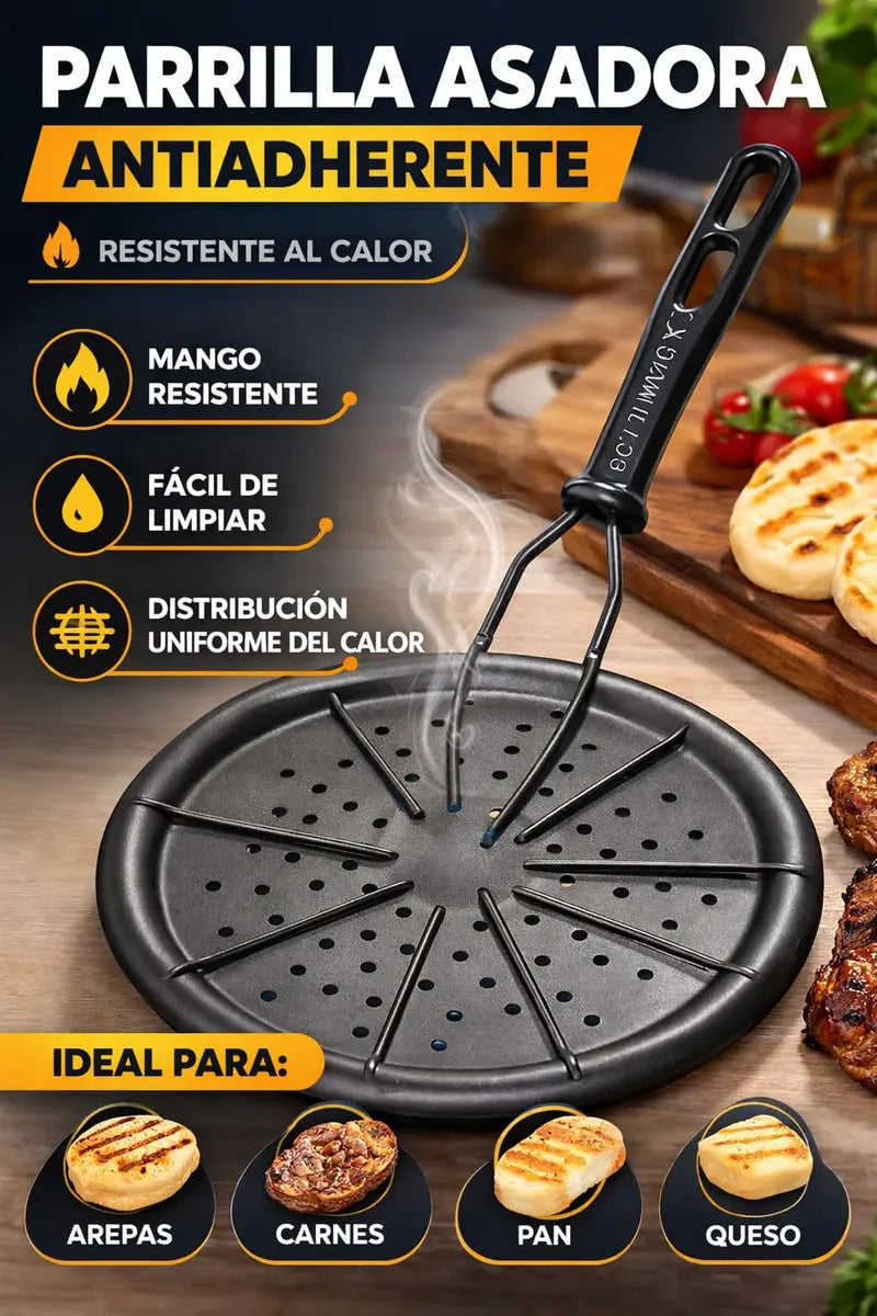 Generic Parrilla Asadora para Arepas Esmaltada con Mango Resistente