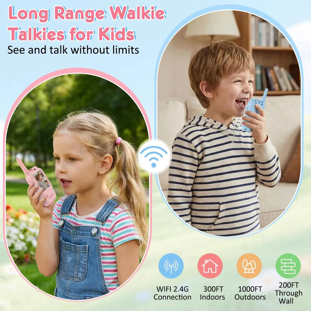Leaxmiour Walkie Talkies de Video para Niños con Cámara Rosa