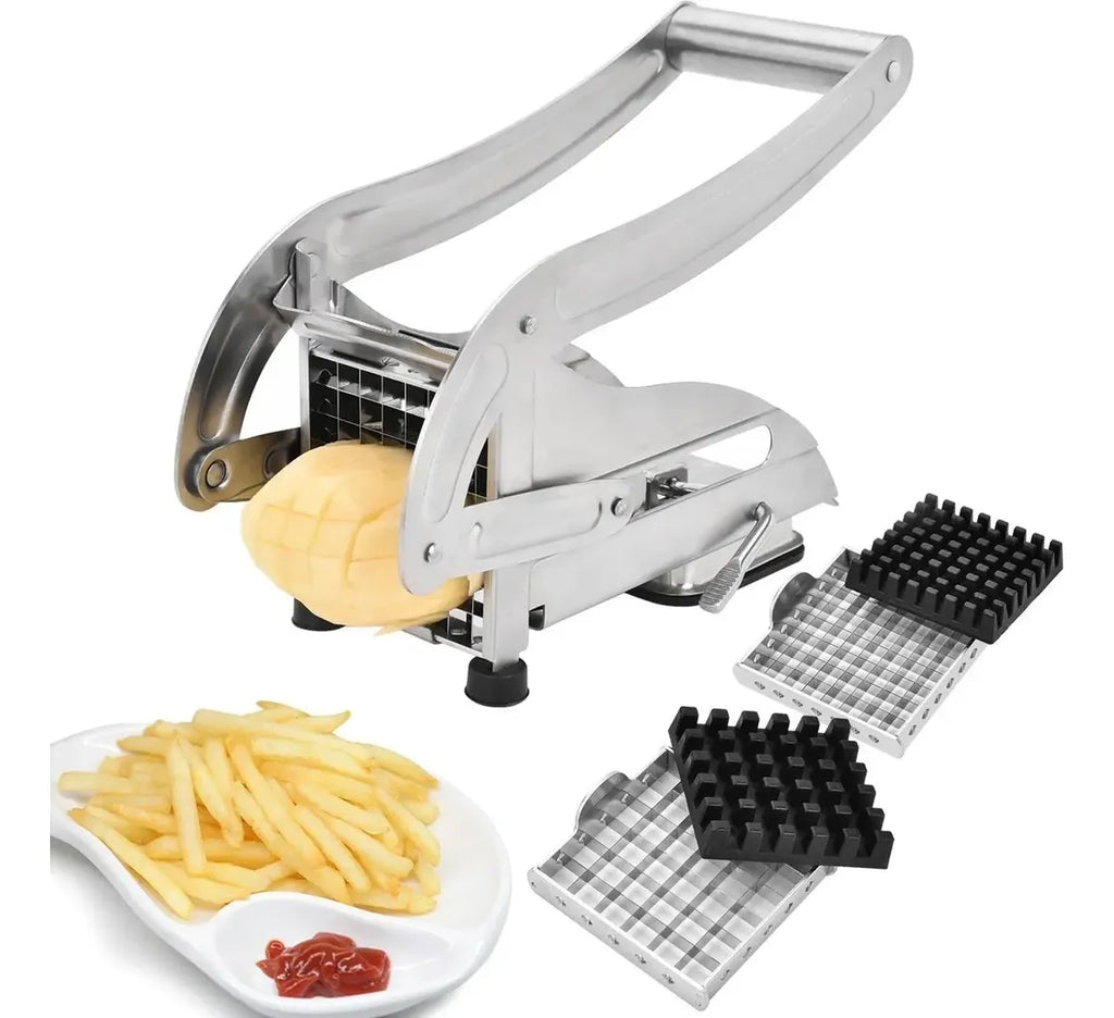 Cortador de Papas Fritas Industrial de Acero Inoxidable Gris