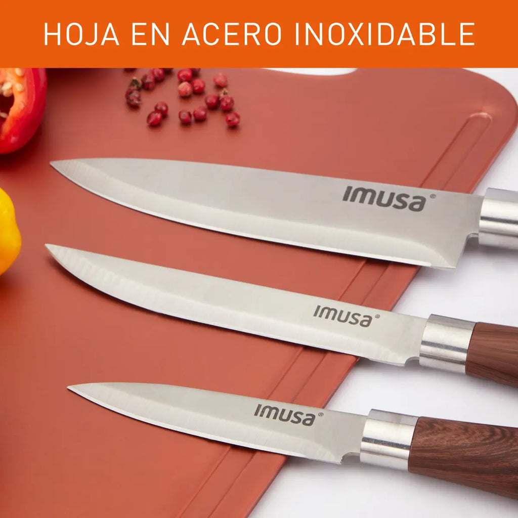 Imusa Talent Set de 3 Cuchillos Mango Acabado Madera