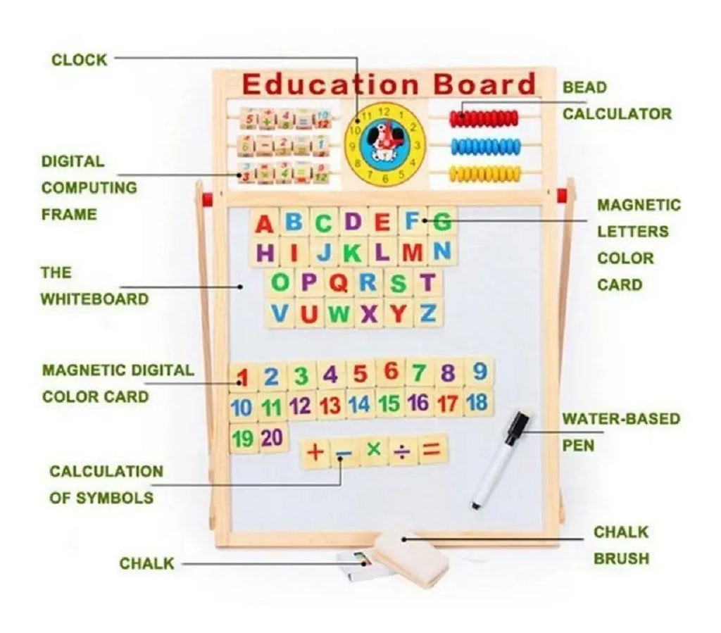Tablero Didáctico Magnético Doble Cara para Niños 45x38.5cm
