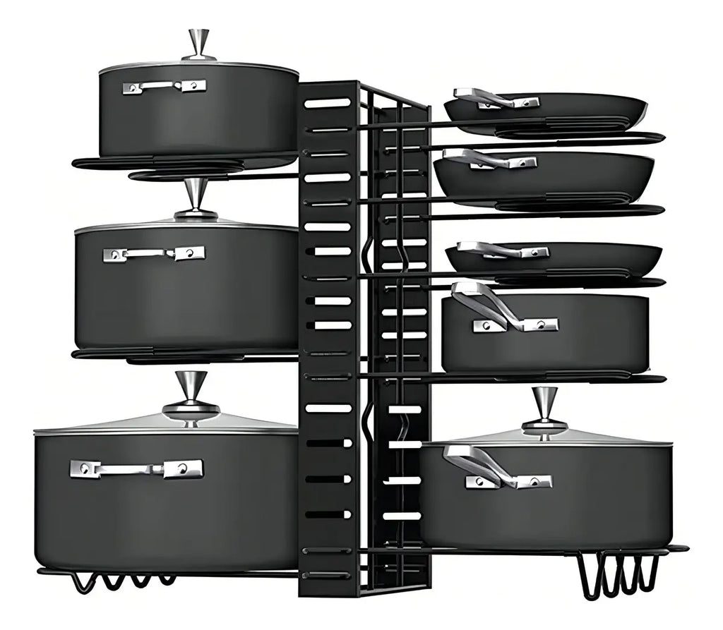 Uekekicg Organizador Ajustable Ollas Sartenes Hierro Negro 8 Niveles