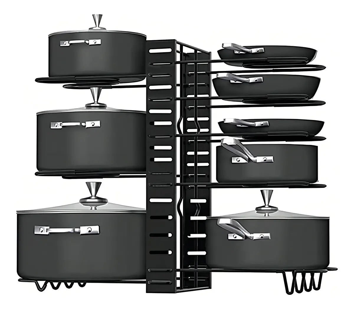 Uekekicg Organizador Ajustable Ollas Sartenes Hierro Negro 8 Niveles