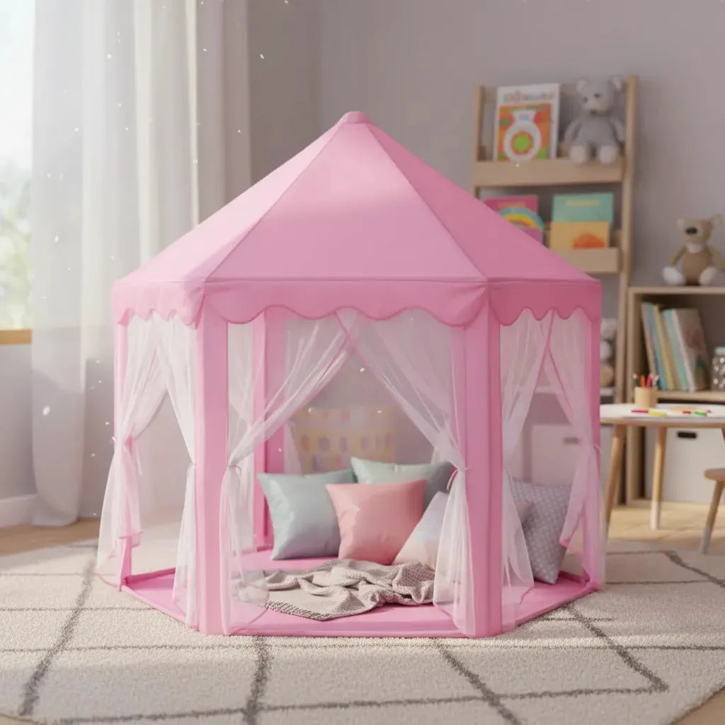 Genérica Carpa Castillo de Princesa con Velo Rosado Para Niñas