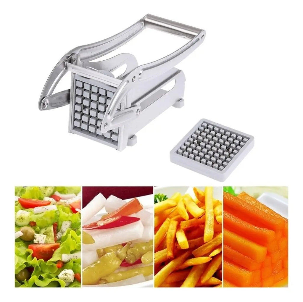 Cortador de Papas Fritas Industrial de Acero Inoxidable Gris