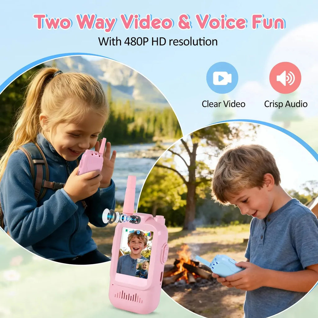 Leaxmiour Walkie Talkies de Video para Niños con Cámara Rosa