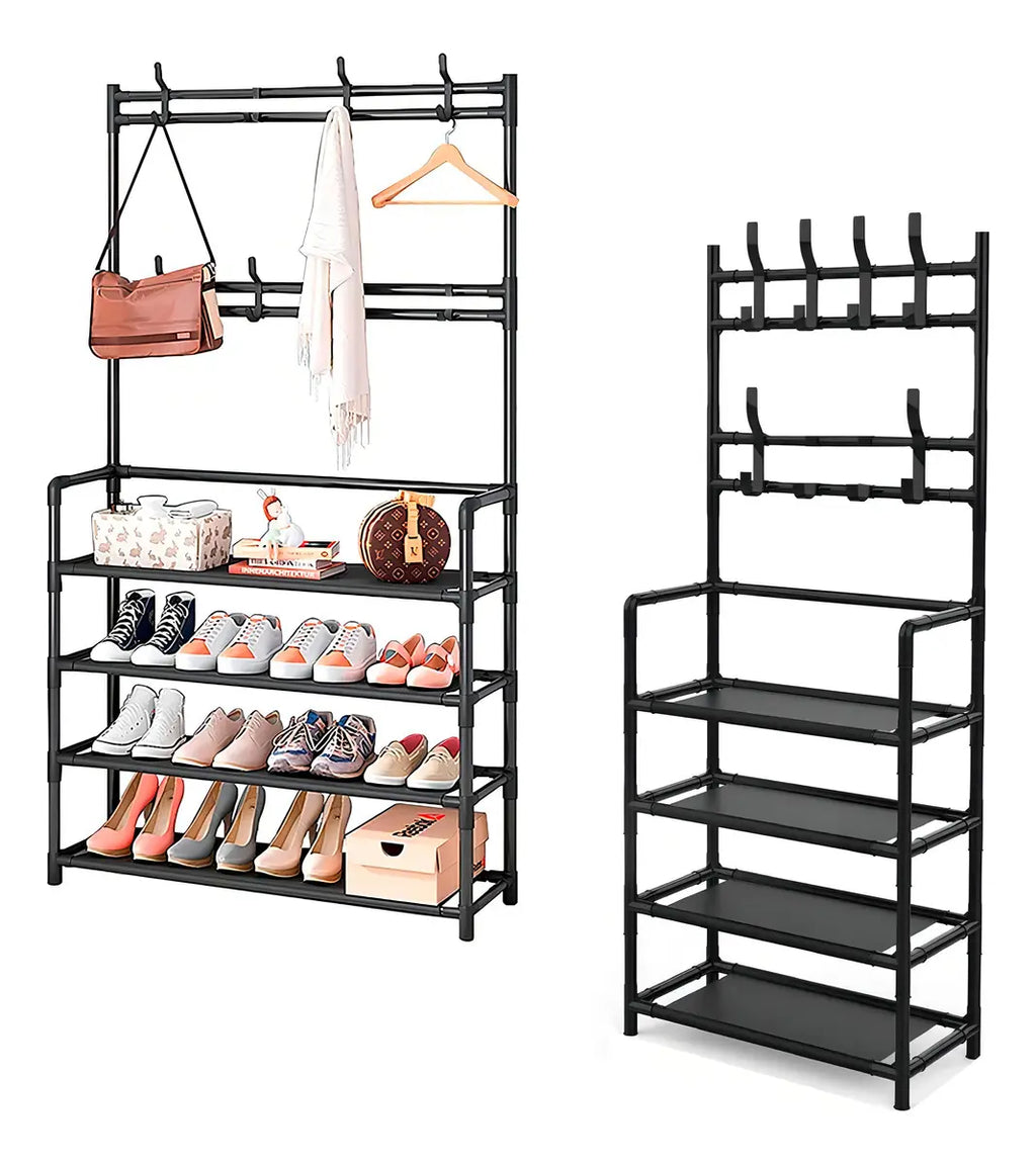 Simple Lifestyle Mueble Organizador Perchero Zapatero 12 Ganchos Negro