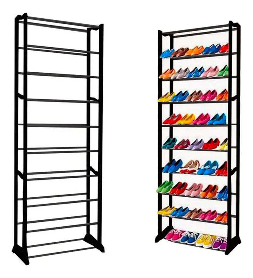 Zapatero Organizador 10 Niveles Metálico 20 Pares Negro