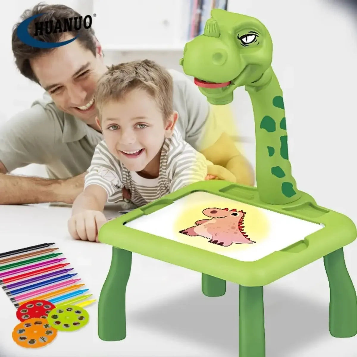 Mesa de Dibujo Infantil con Proyector y Pizarra Borrable