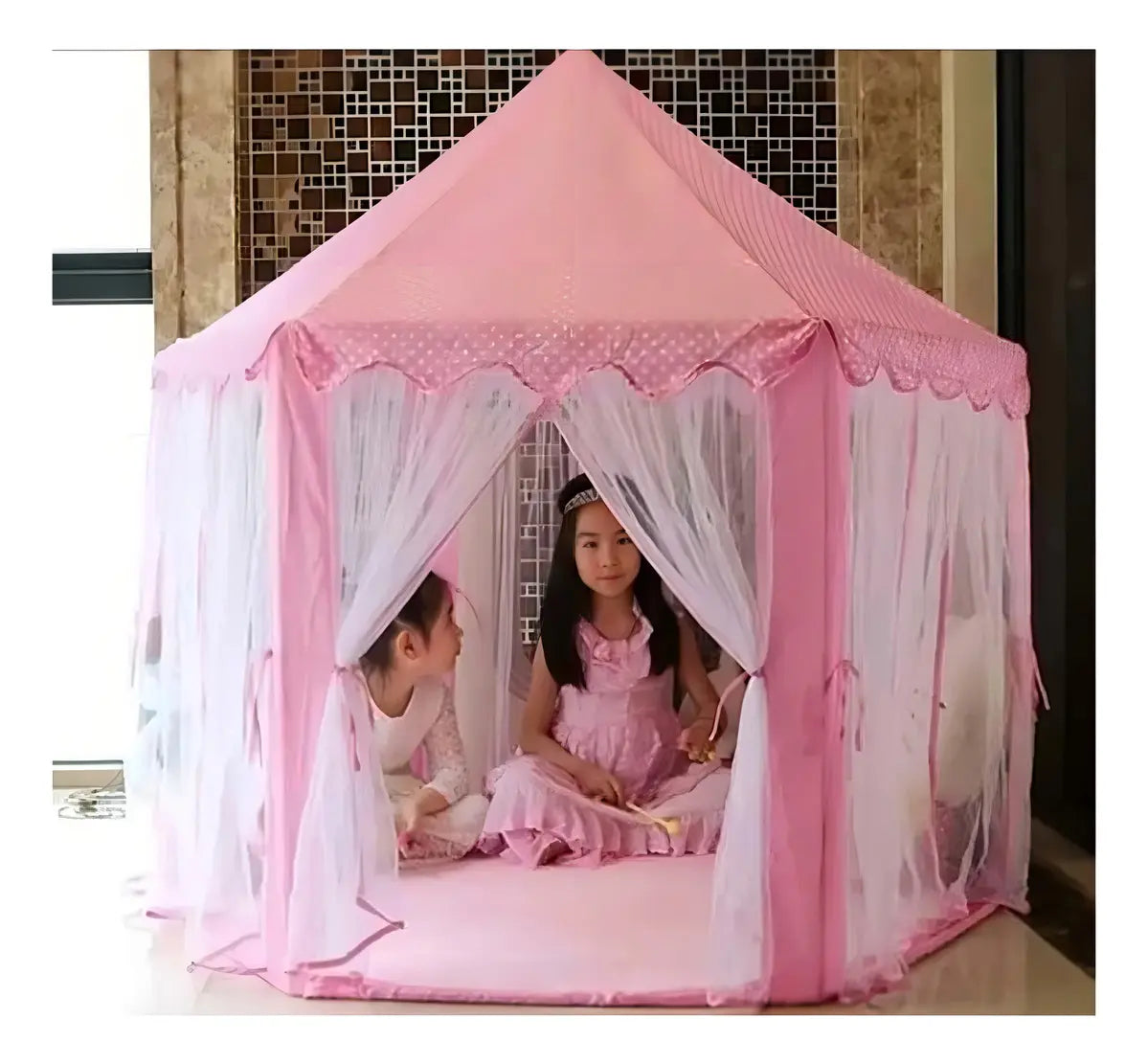 Genérica Carpa Castillo de Princesa con Velo Rosado Para Niñas