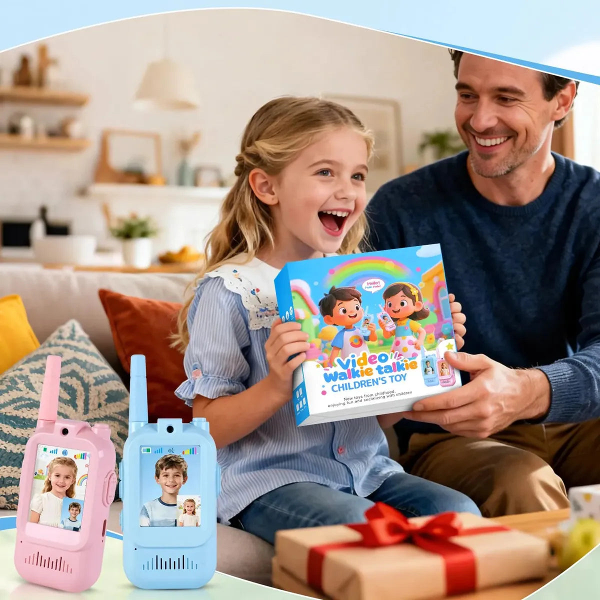 Leaxmiour Walkie Talkies de Video para Niños con Cámara Rosa