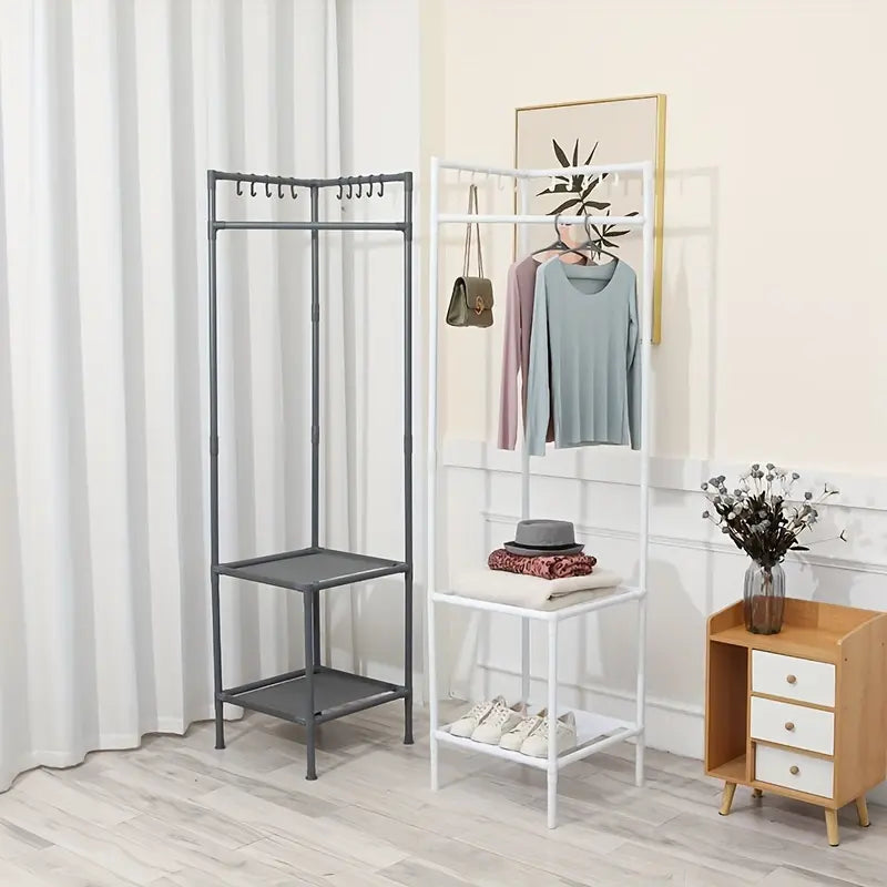 Basik Estante Perchero Triangular Esquinero Organizador Ropa Negro 4 Ganchos