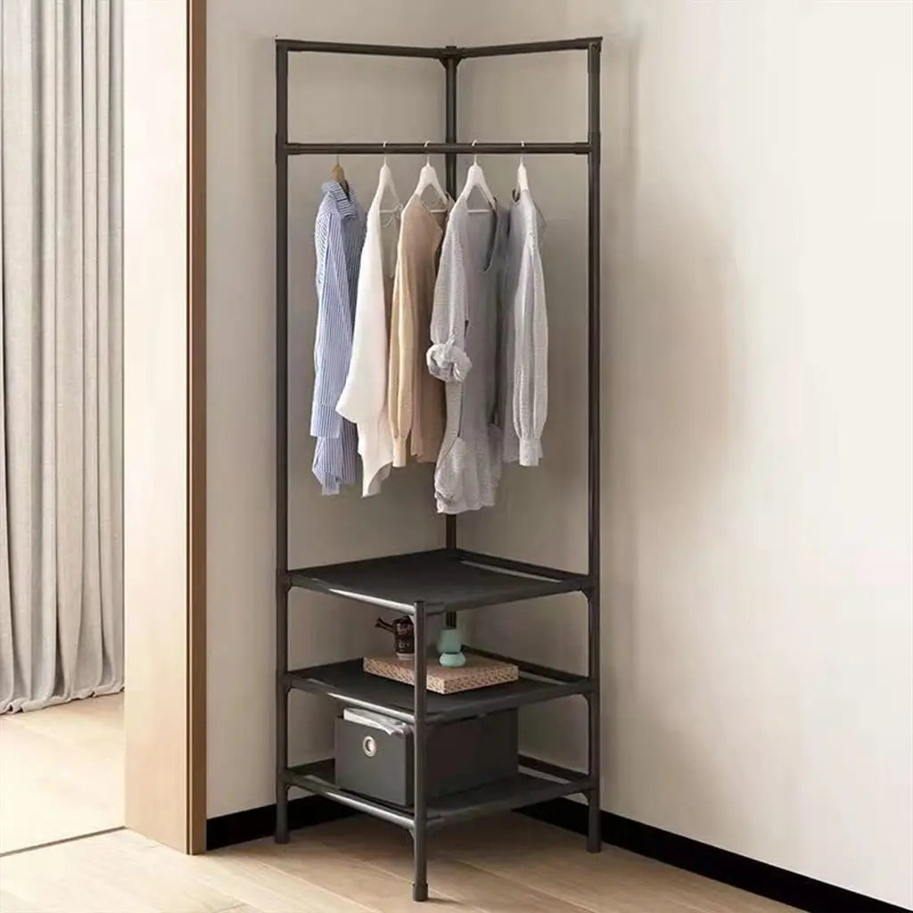 Basik Estante Perchero Triangular Esquinero Organizador Ropa Negro 4 Ganchos