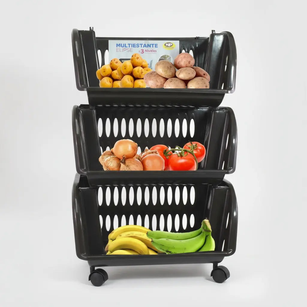 Novedades Plasticas Multiestante Elipse 3 Niveles con Ruedas Organizador