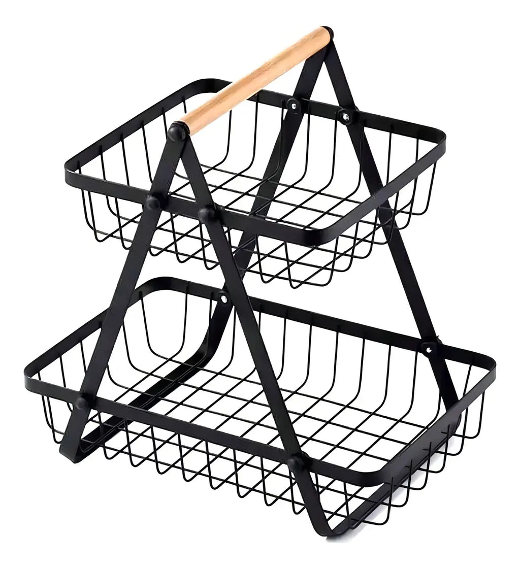 Innovo Home Organizador de Frutas 2 Niveles Metal Negro